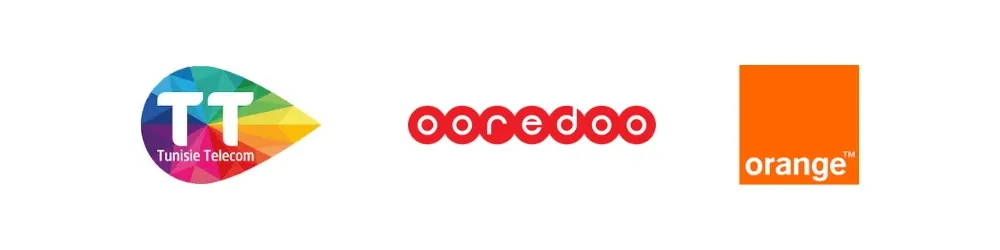 Les 3 opérateurs de la Tunisie : Tunisie Telecom, Ooredoo et Orange