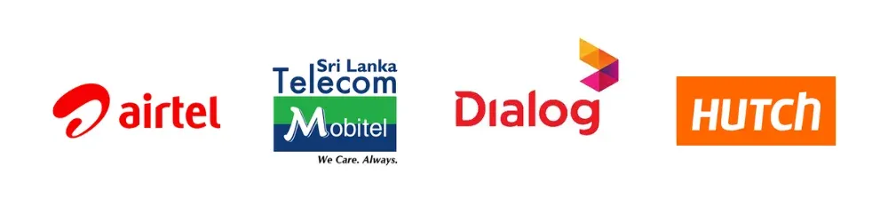 Les 4 opérateurs du Sri Lanka : Airtel, Dialog, Hutch et Mobitel