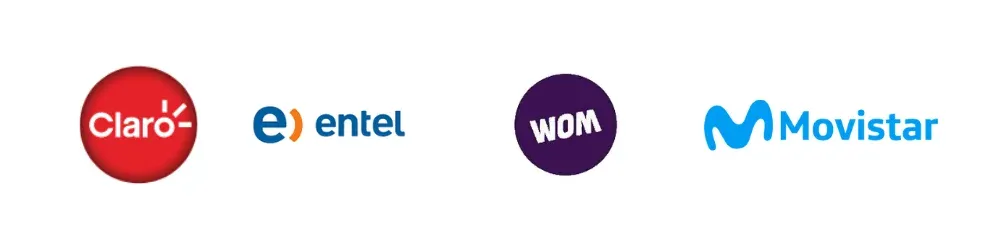 Les 4 opérateurs du Chili : Claro, WOM, Entel et Movistar